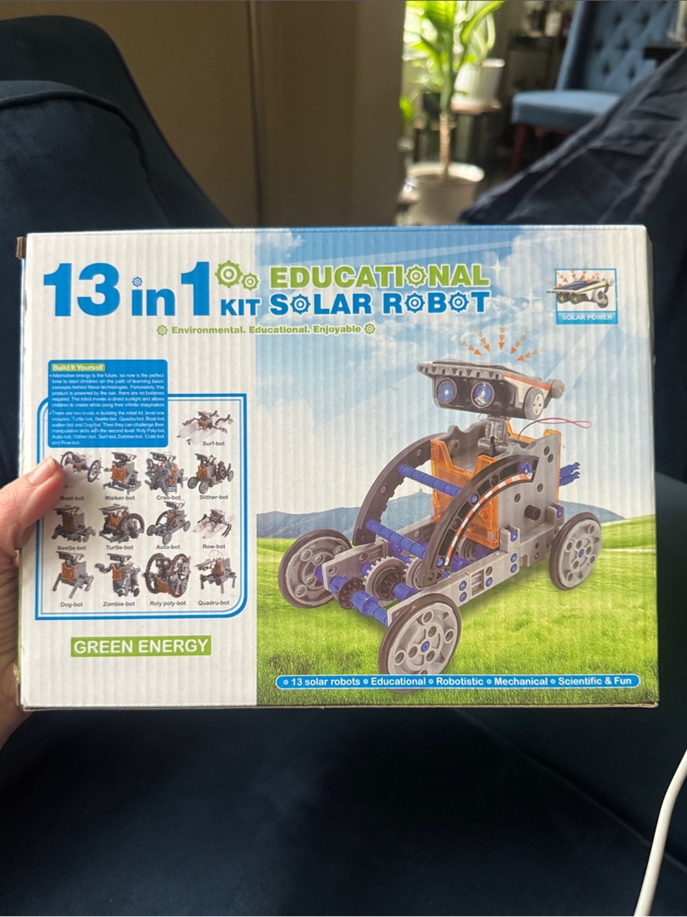 Educational 13-in-1 Solar Robot Kit - Blue & Green
